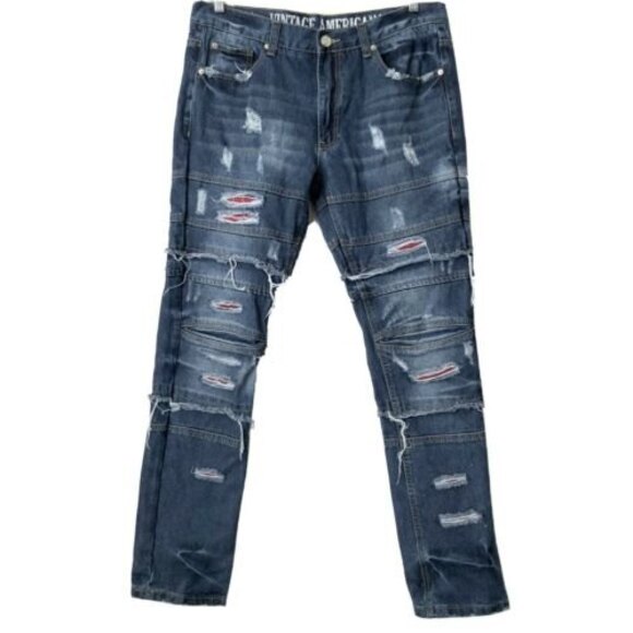 Vintage Americana Men Distressed Skinny Jeans 38 - Picture 1 of 12